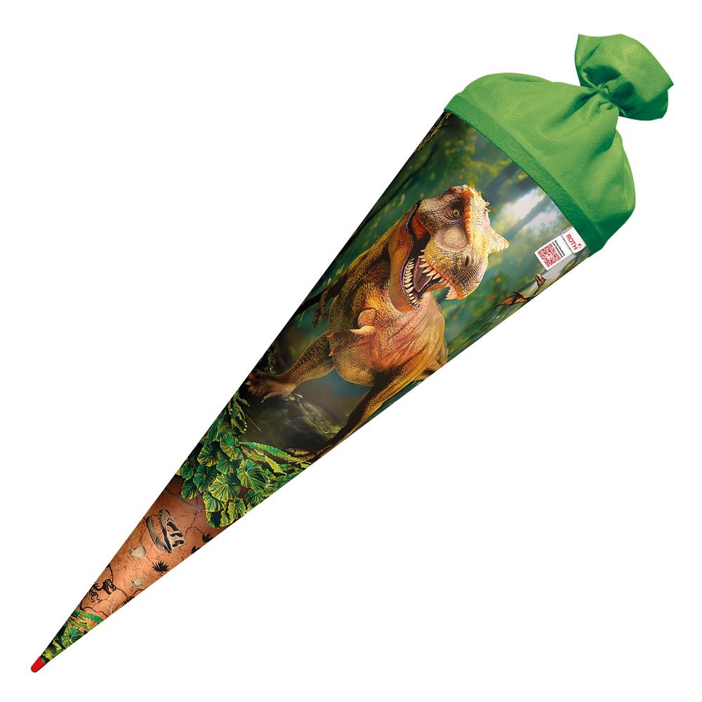 Roth Schultüte Dinosaurier T-Rex, 70cm, rund, Rot(h)-Spitze, Filzverschluss