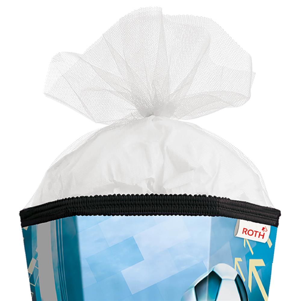 Roth Extra große XXL Schultüte Fußball, 100cm, eckig, Rot(h)-Spitze, Tüllverschluss