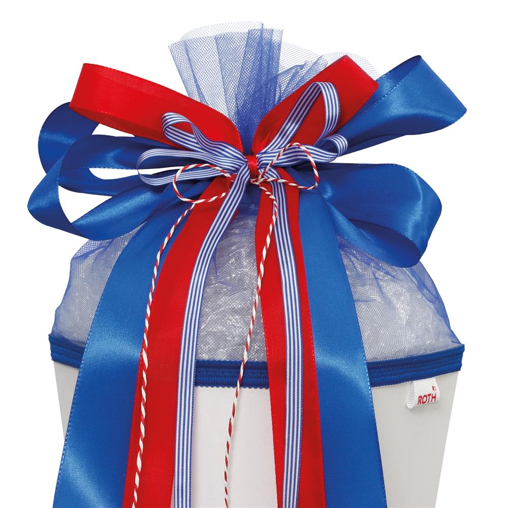 Roth Schultütenschleife "Blue Berry" (Blau, Rot) fix und fertig gebunden