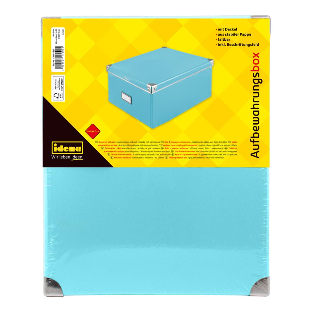 Idena Aufbewahrungsbox mit Deckel und Beschriftungsfeld, türkis
