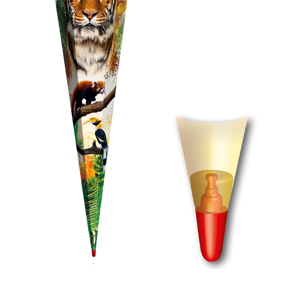 Roth Schultüte Tiger, 85cm, eckig, Rot(h)-Spitze, Tüllverschluss