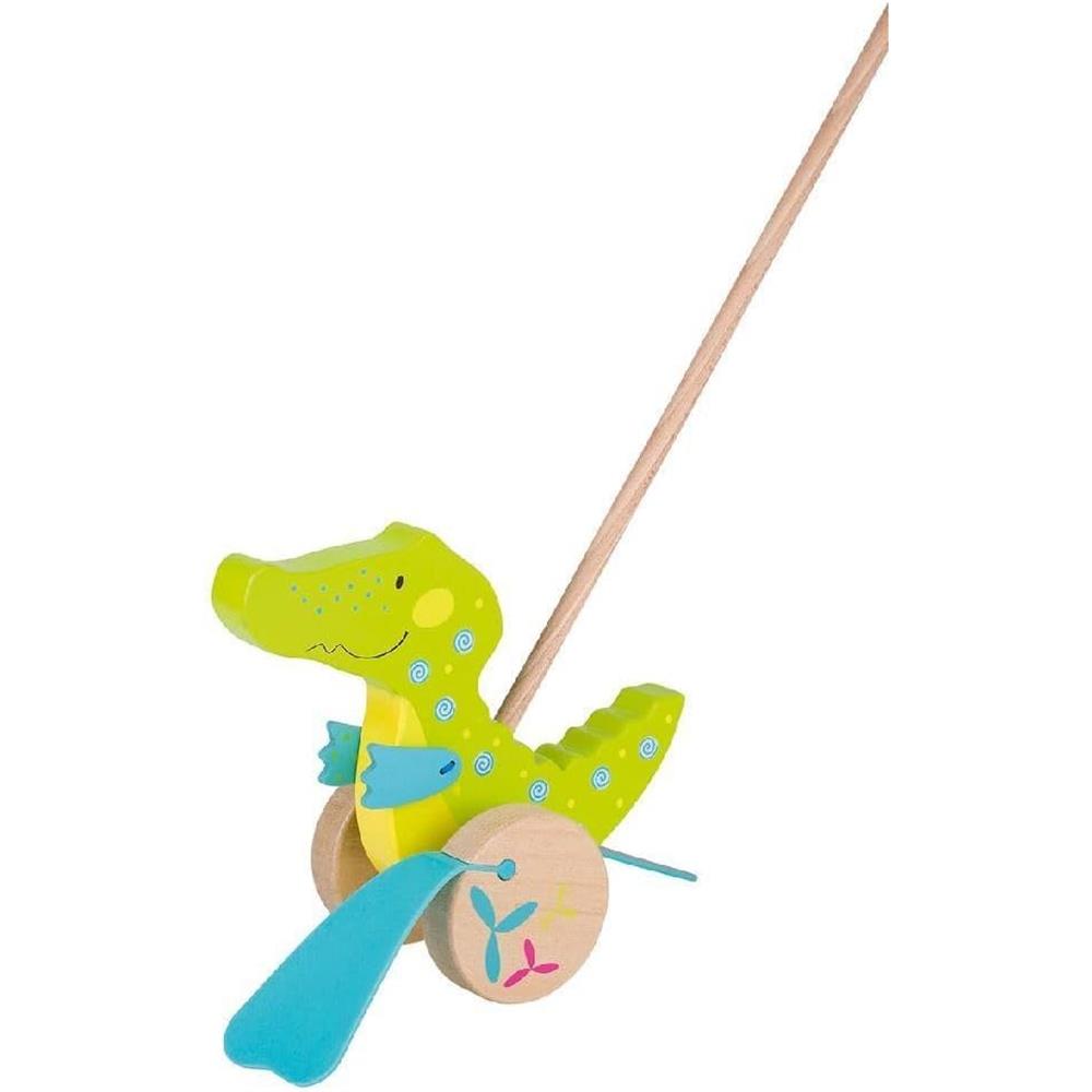 Goki Schiebetier Krokodil Susibelle, Holzspielzeug für Kleinkinder