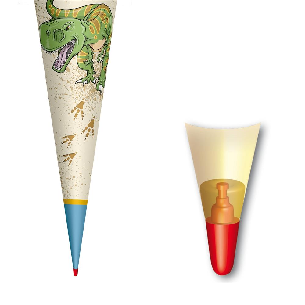 Roth Schultüte Lieblingsstück Reißzahn Tyrannosaurus, 70cm, rund, Rot(h)-Spitze, mit Stoffverschluss
