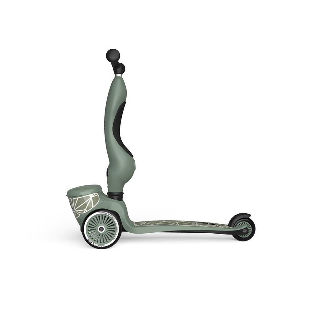 Scoot & Ride Highwaykick 1 Lifestyle, green lines - Kinderroller mit Aufbewahrungsbox