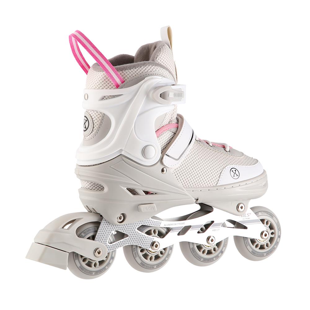 NILS EXTREME NH18188A 2in1 Inliner Schlittschuhe Kinder Gr. 34-38, Grau-Rosa, verstellbar