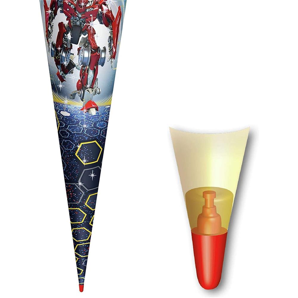 Roth Schultüte Dynamic Robot, 70cm, rund, Rot(h)-Spitze, Filzverschluss, Folieneffekt