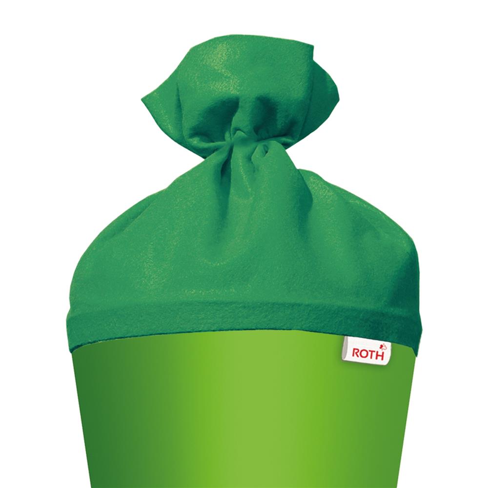 Roth Schultüte-Rohling/Basteltüte, grün, 70cm, rund, Rot(h)-Spitze, mit Filzverschluss