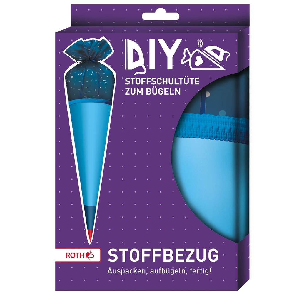 Roth Schultüte Stoffbezug mit Satinschleife, blau, 70cm, rund - ohne Rohling