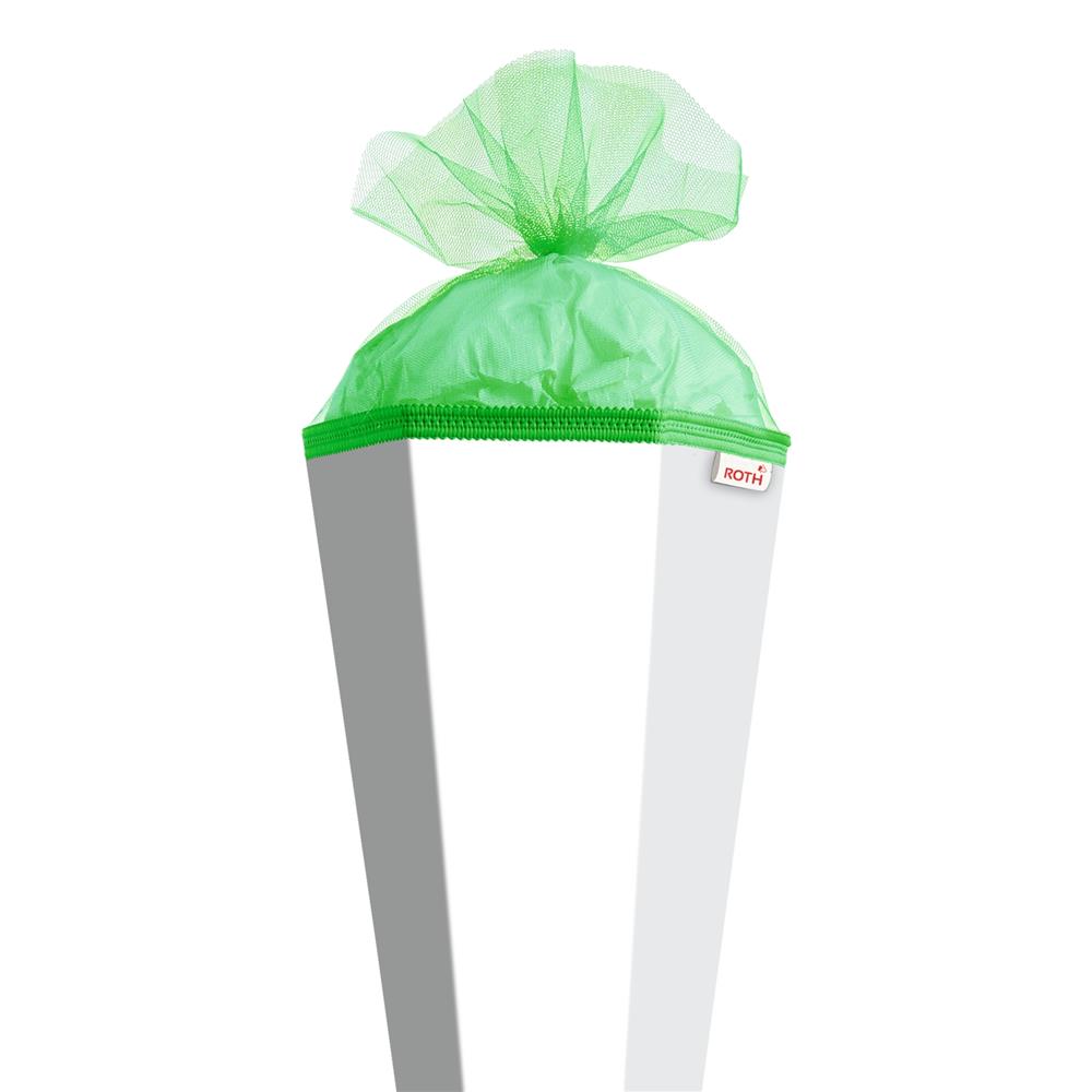Roth Schultüte-Rohling/Basteltüte, weiß, 85cm, eckig, Rot(h)-Spitze, mit Tüllverschluss (grün)