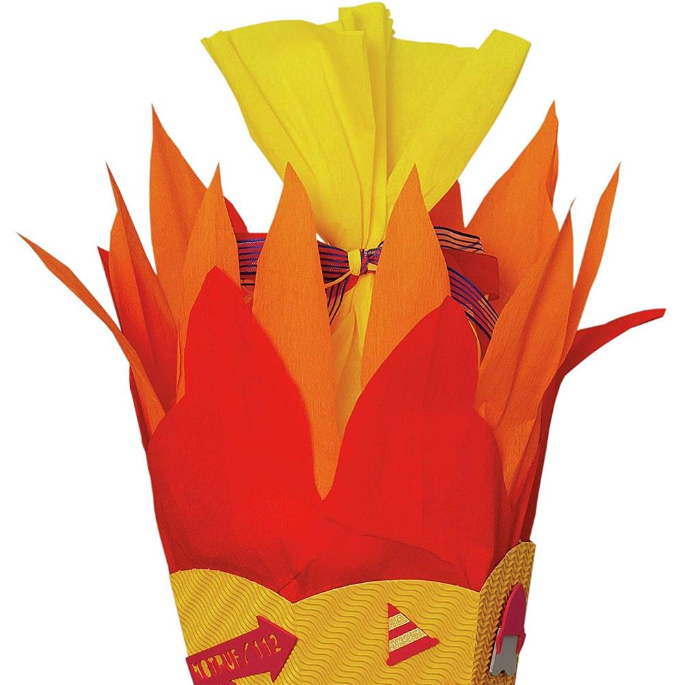 Roth Schultüte-Bastelset, Feuerwehr, 68cm, eckig, Rot(h)-Spitze, Kreppverschluss