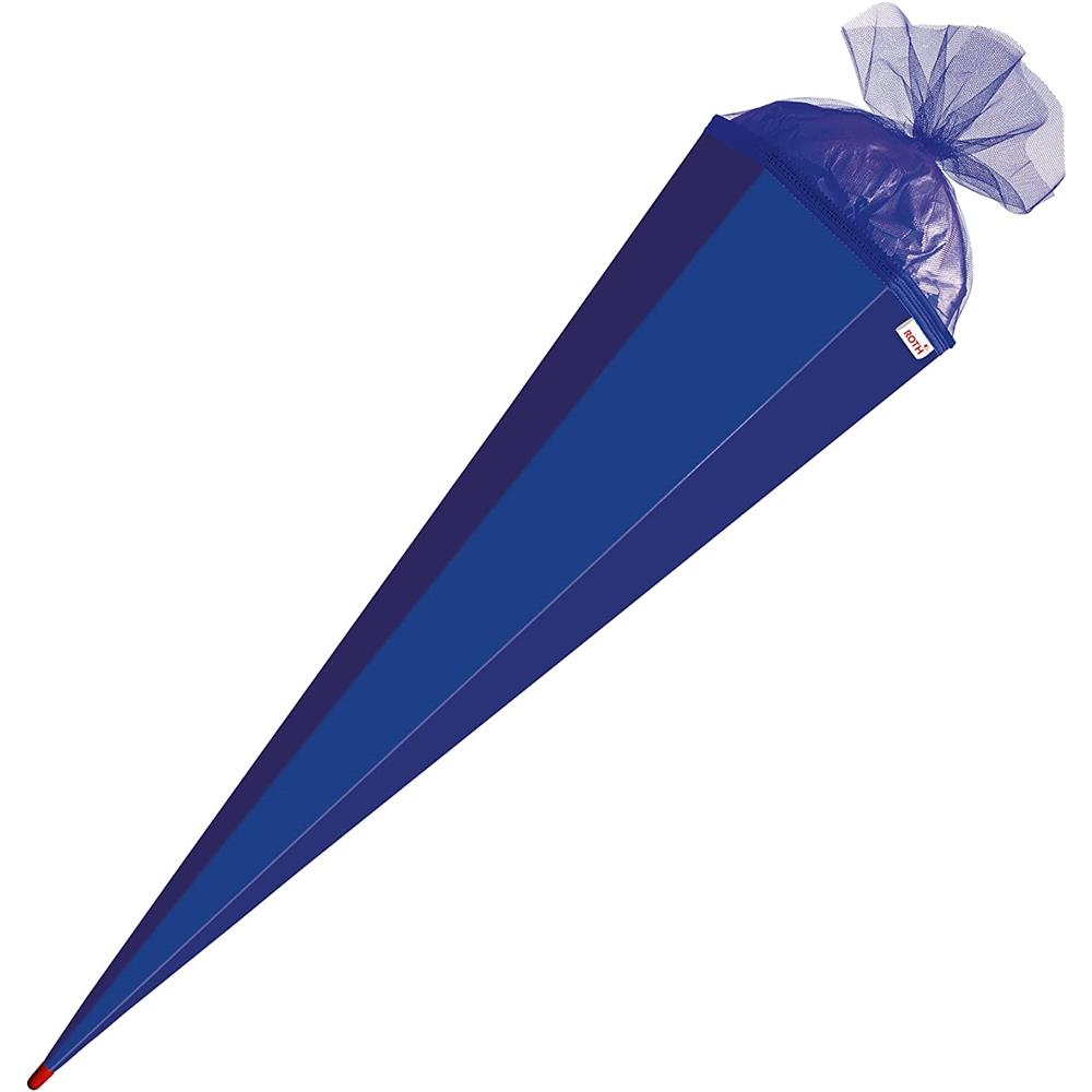 Roth Extra große XXL Schultüte-Rohling/Basteltüte, ultramarinblau, 100cm, eckig, Rot(h)-Spitze, Tüllverschluss