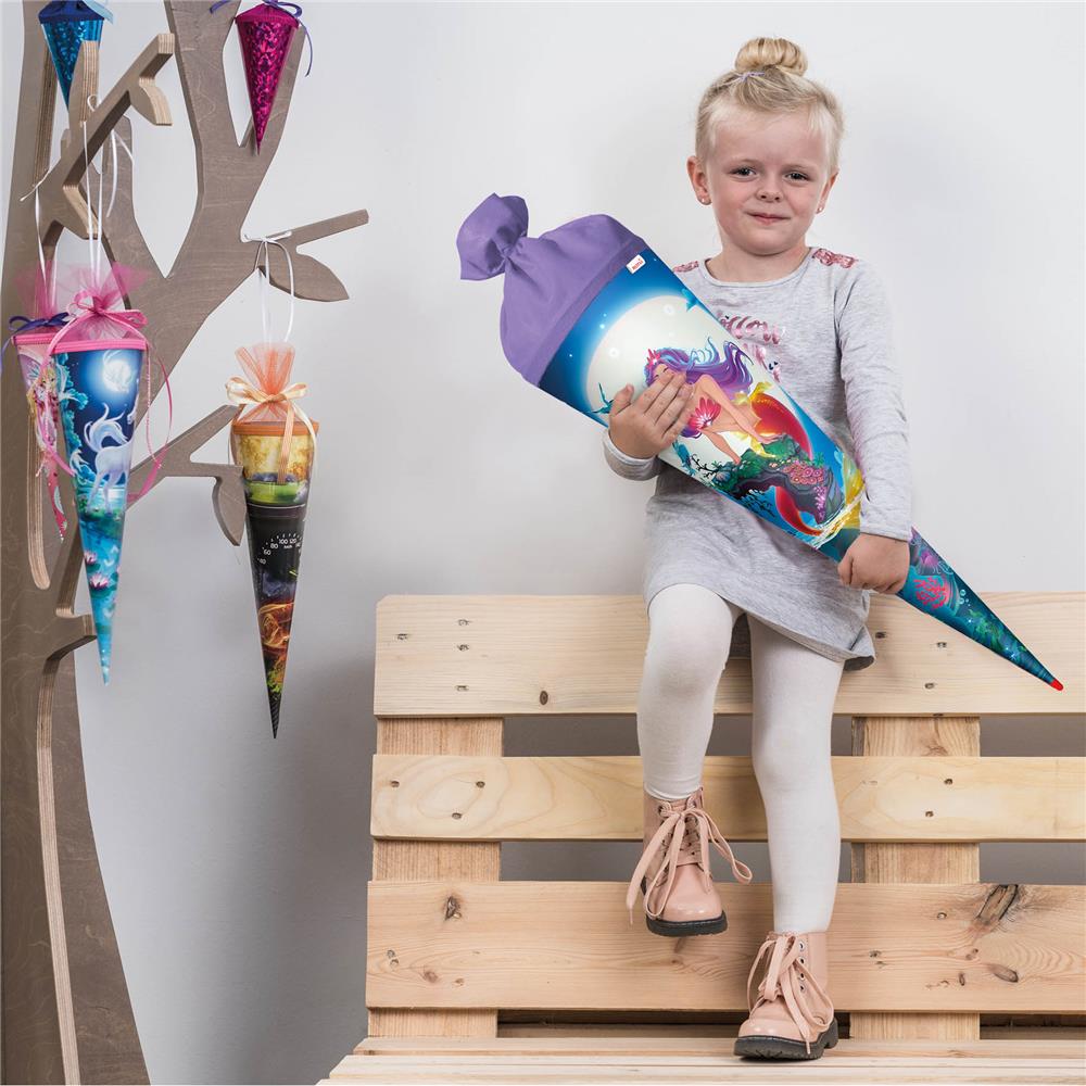 Roth Schultüte Magische Meerjungfrau, 70cm, rund, Rot(h)-Spitze, Filzverschluss