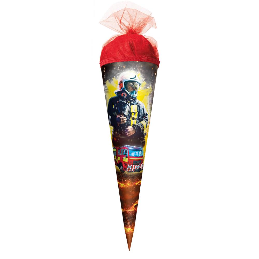 Roth Schultüte Feuerwehrmann, 22cm, rund, Tüllverschluss