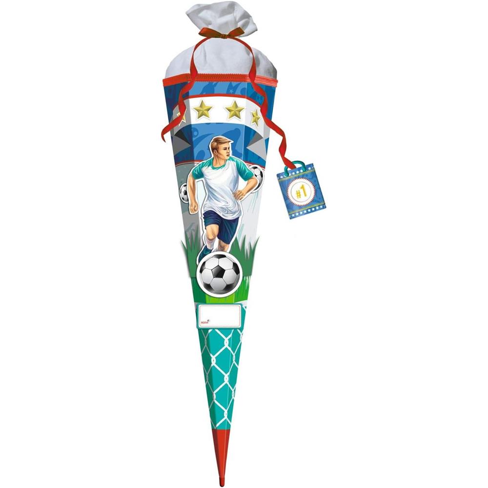 Roth Schultüte-Bastelset, Fußball Stürmer Sam, 80cm, eckig, Rot(h)-Spitze, Filzverschluss