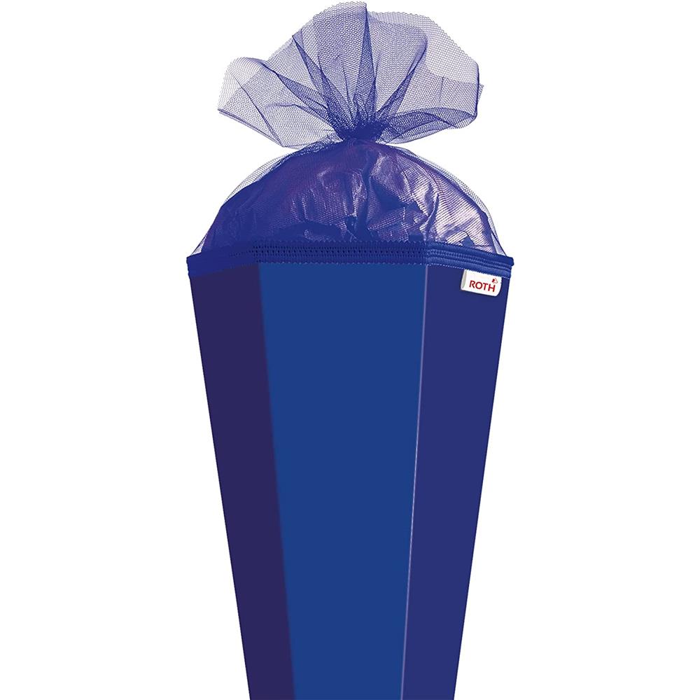 Roth Extra große XXL Schultüte-Rohling/Basteltüte, ultramarinblau, 100cm, eckig, Rot(h)-Spitze, Tüllverschluss