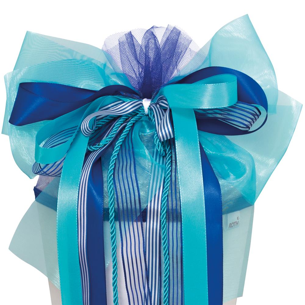 Roth XXL-Schultütenschleife "California Blue" (Blau) fix und fertig gebunden