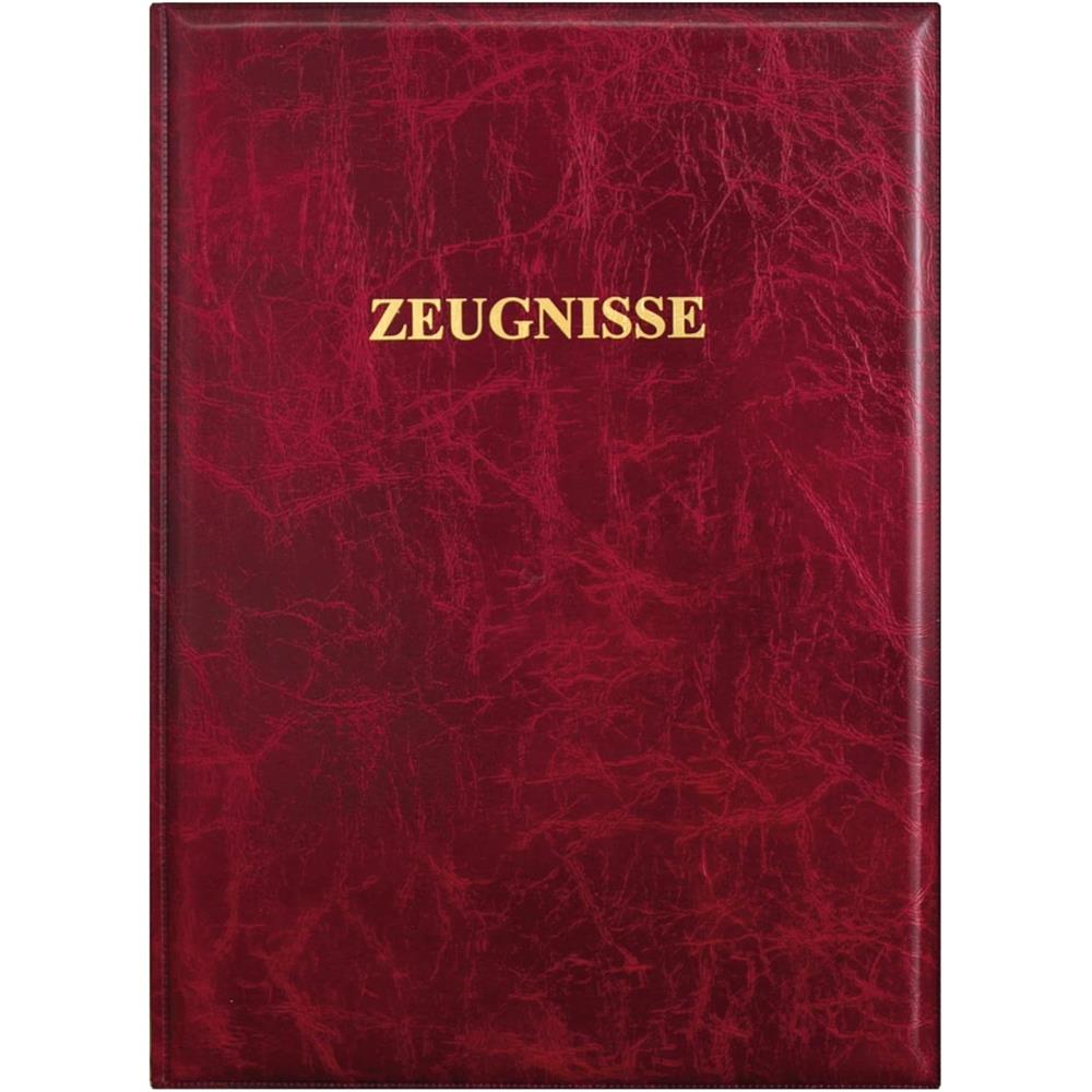 Roth Zeugnismappe in Lederoptik Dunkelrot, mit 12 A4 Klarsichthüllen, dokumentenecht