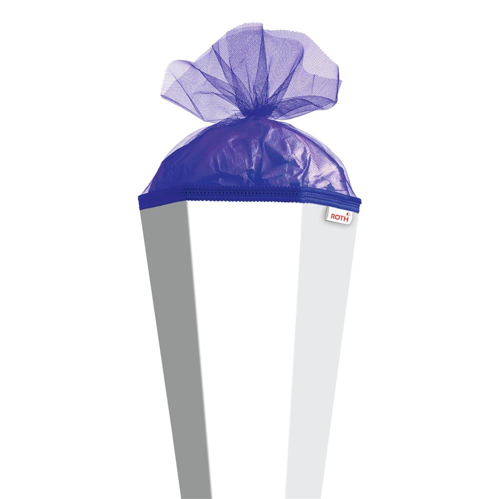 Roth Schultüte-Rohling/Basteltüte, weiß, 85cm, eckig, Rot(h)-Spitze, mit Tüllverschluss (blau)