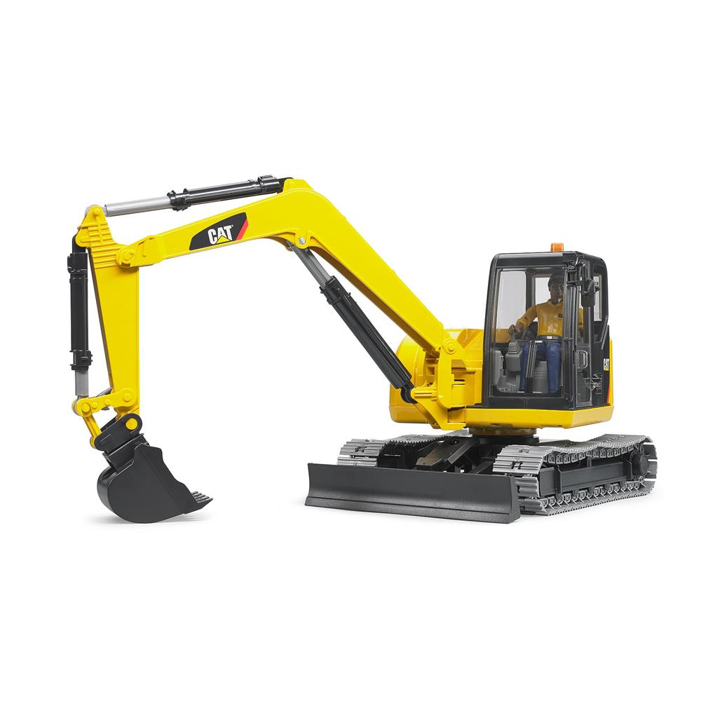Bruder 02466 - Cat Minibagger mit Bauarbeiter, 1:16
