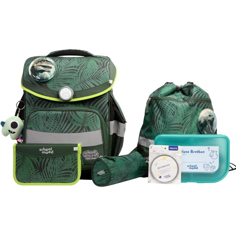 School-Mood Schulranzenset Timeless Pro, Daniel (Dino), 7-teilig