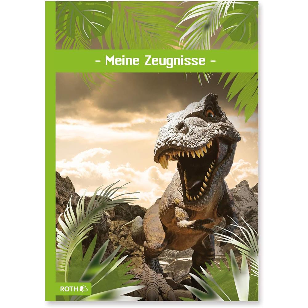 Roth Zeugnismappe Dinosaurier Tyrannosaurus mit Folie, mit 10 A4 Klarsichthüllen
