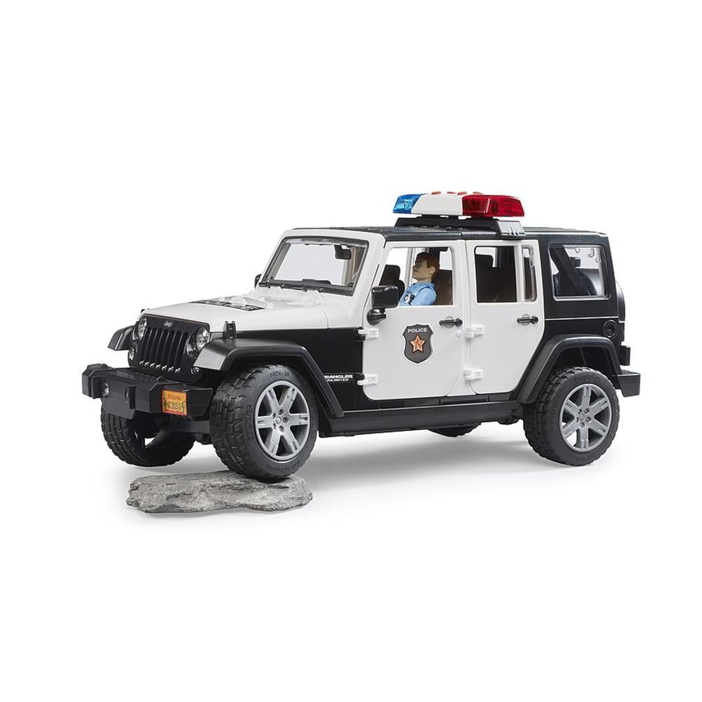 Bruder 02526 - Jeep Wrangler Rubicon Unlimited Polizeifahrzeug mit Polizist und Ausstattung
