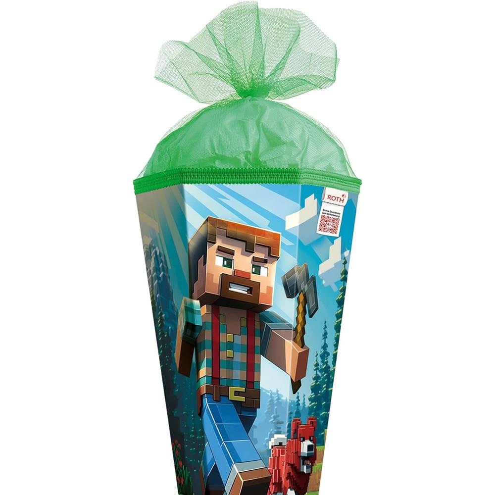 Roth Schultüte Block Game, 85cm, eckig, Rot(h)-Spitze, Tüllverschluss