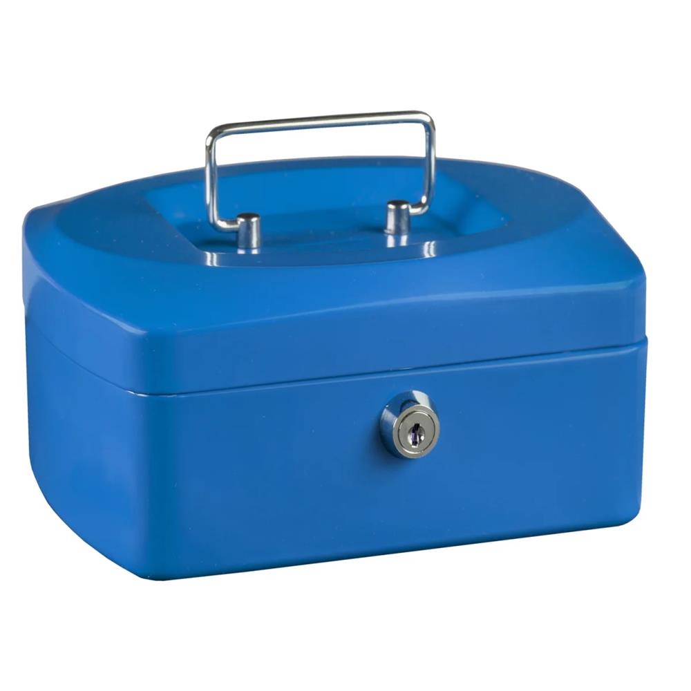 Idena Geldkassette Mini Metall blau 6 Fächer abschließbar