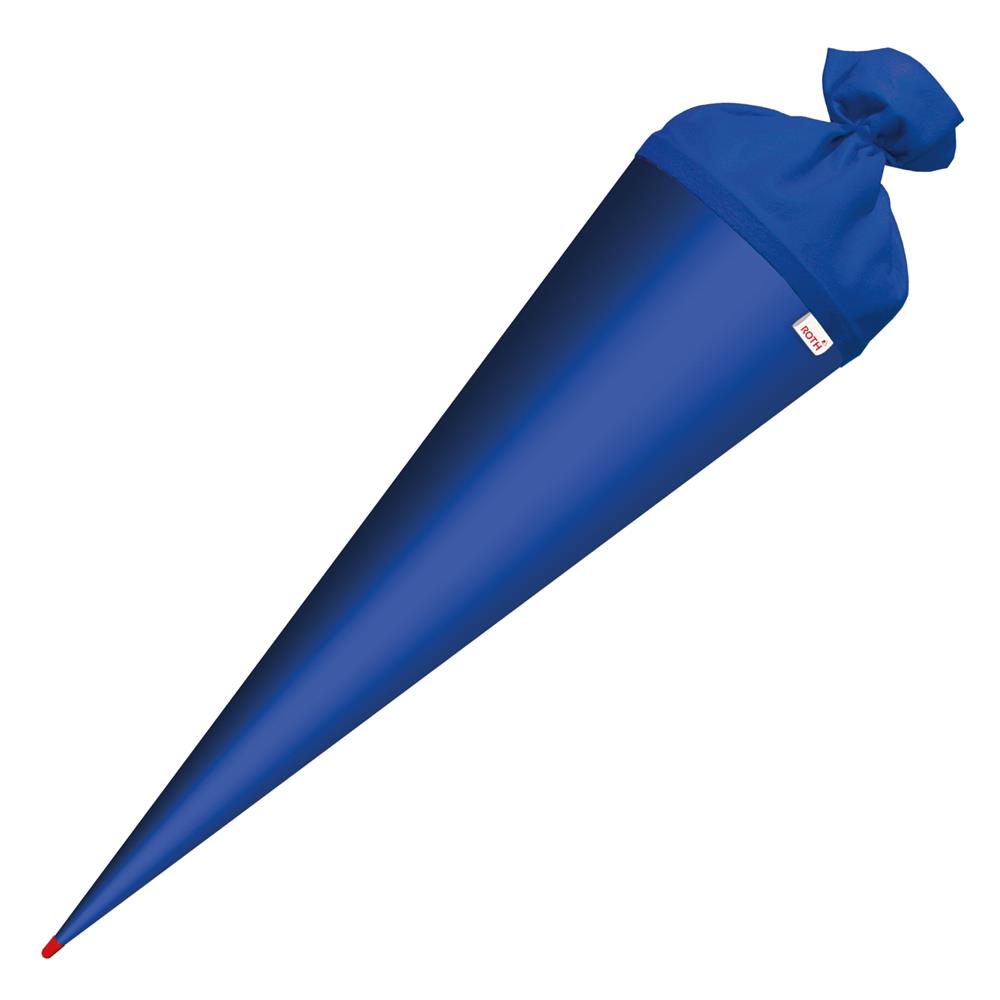 Roth Schultüte-Rohling/Basteltüte, ultramarinblau, 70cm, rund, Rot(h)-Spitze, mit Filzverschluss