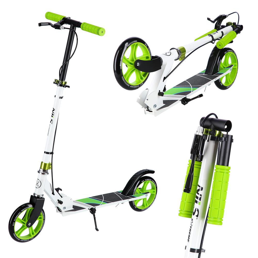 NILS EXTREME HM0180 City Scooter Grün, Freizeitroller, ABEC-7, Handbremse, bis 100 kg