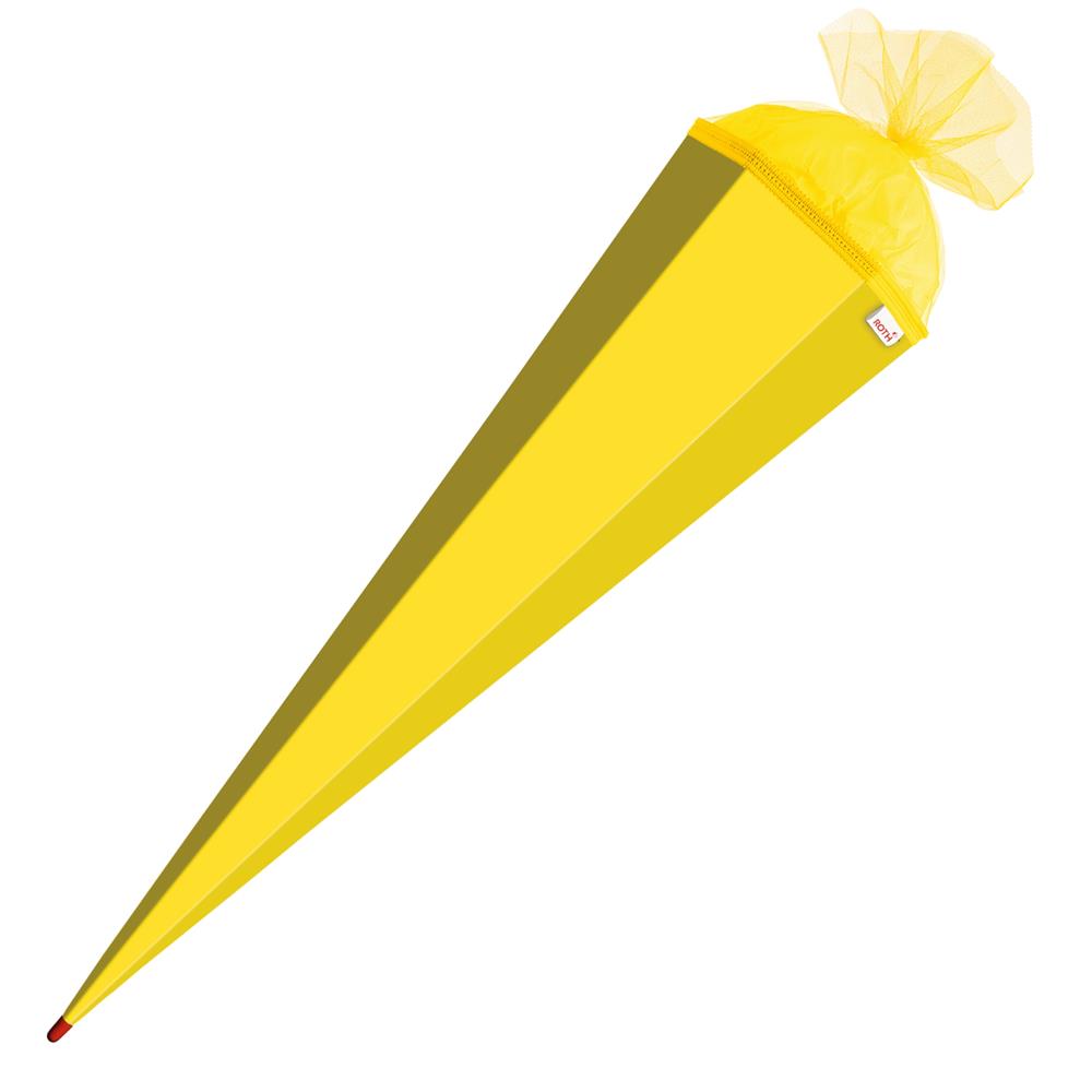 Roth Schultüte-Rohling/Basteltüte, gelb, 85cm, eckig, Rot(h)-Spitze, mit Tüllverschluss