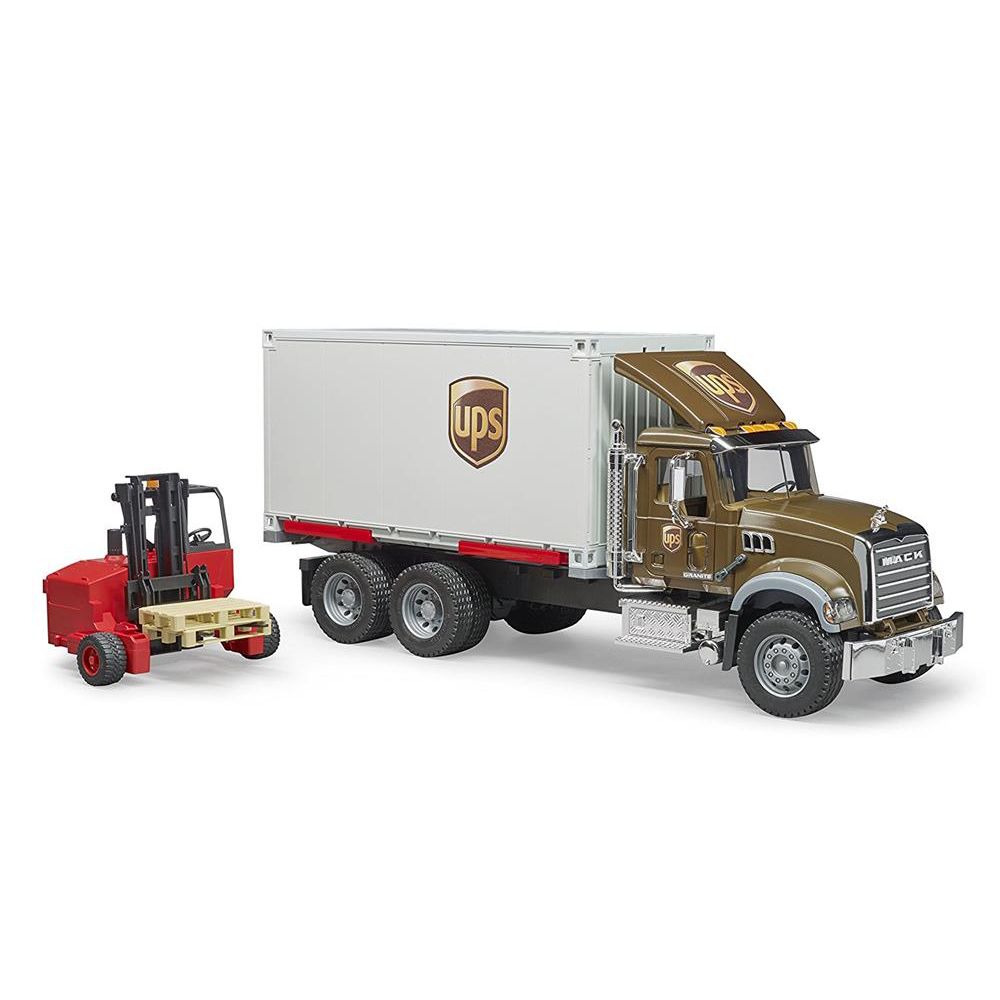 Bruder 02828 - MACK Granite UPS Logistik-LKW mit Mitnahmestapler