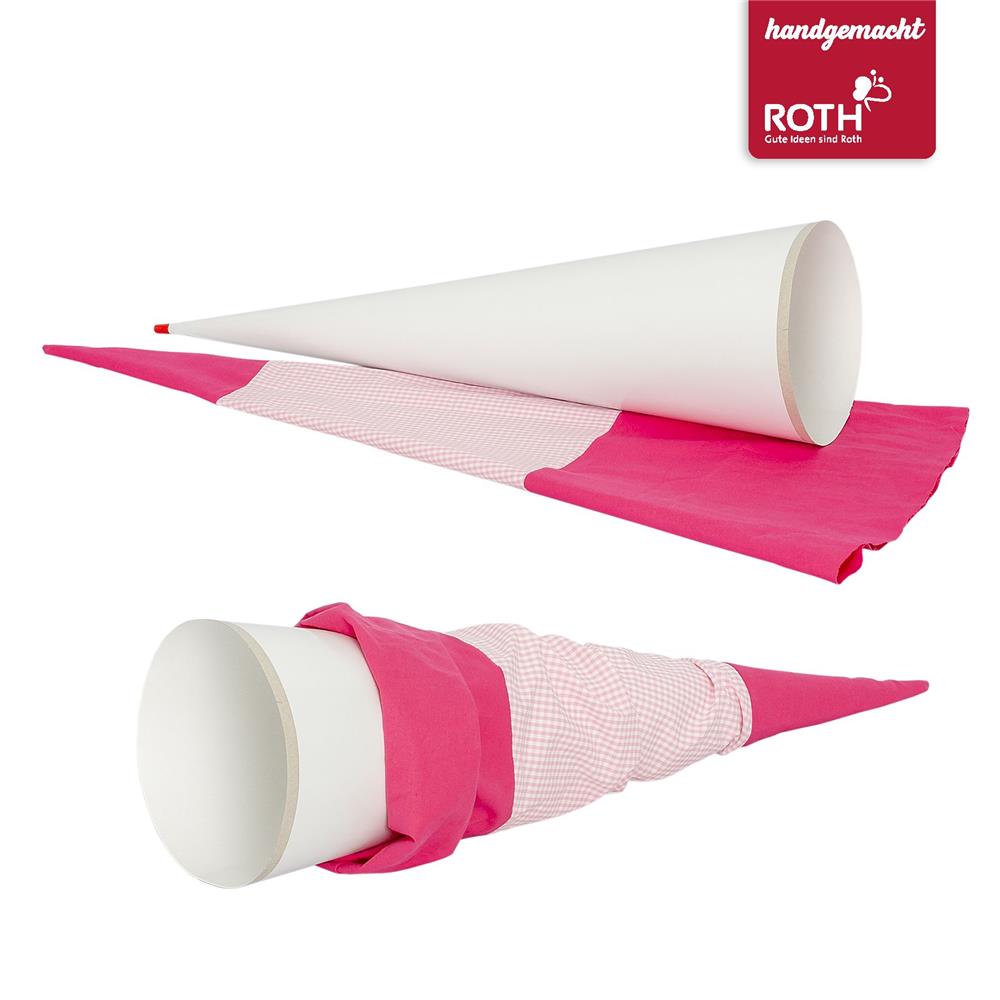 Roth Schultüte-DIY-Set Schnittmuster mit Schultüten-Rohling, 70 cm, rund, Rot(h)-Spitze