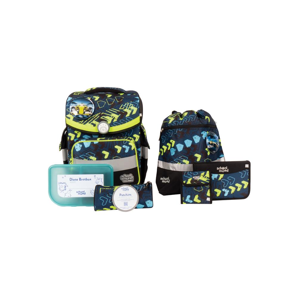 School-Mood Schulranzenset Timeless Air+ Elias (Rennwagen, schwarz)