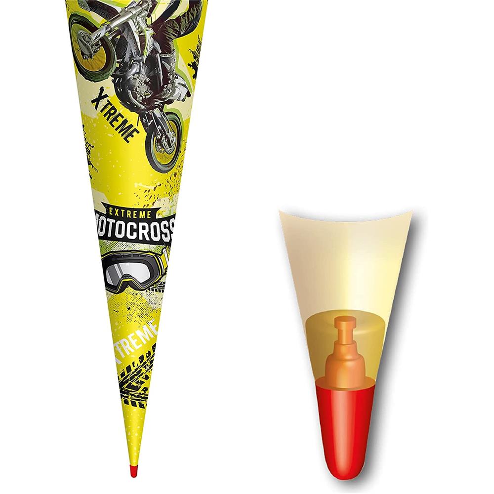 Roth Schultüte Extreme Motocross, 70cm, rund, Rot(h)-Spitze, Filzverschluss