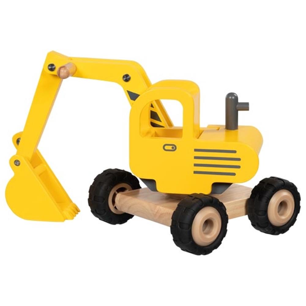 Goki Baufahrzeug aus Holz - Bagger mit beweglicher Schaufel