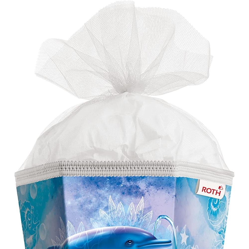 Roth Extra große XXL Schultüte Delfine, 100cm, eckig, Rot(h)-Spitze, Tüllverschluss