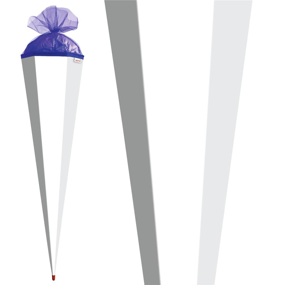 Roth Schultüte-Rohling/Basteltüte, weiß, 85cm, eckig, Rot(h)-Spitze, mit Tüllverschluss (blau)