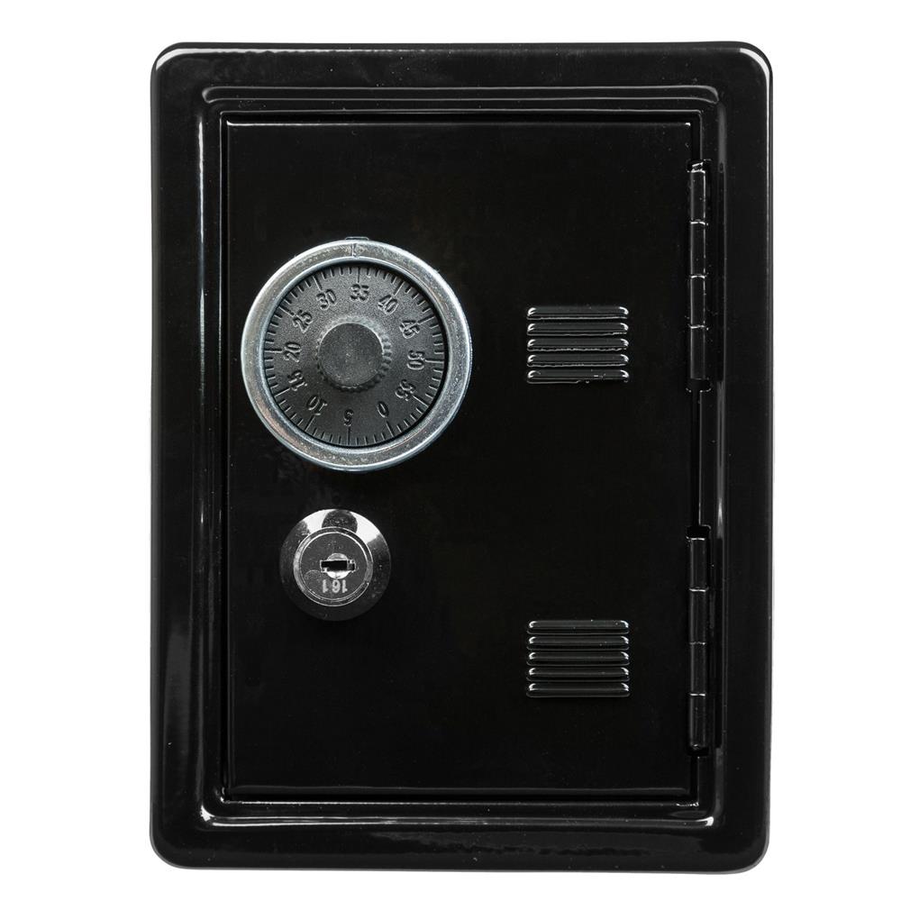 Idena Spartresor mit Zahlenschloss & Schlüsselschloss Schwarz aus Metall Spardose