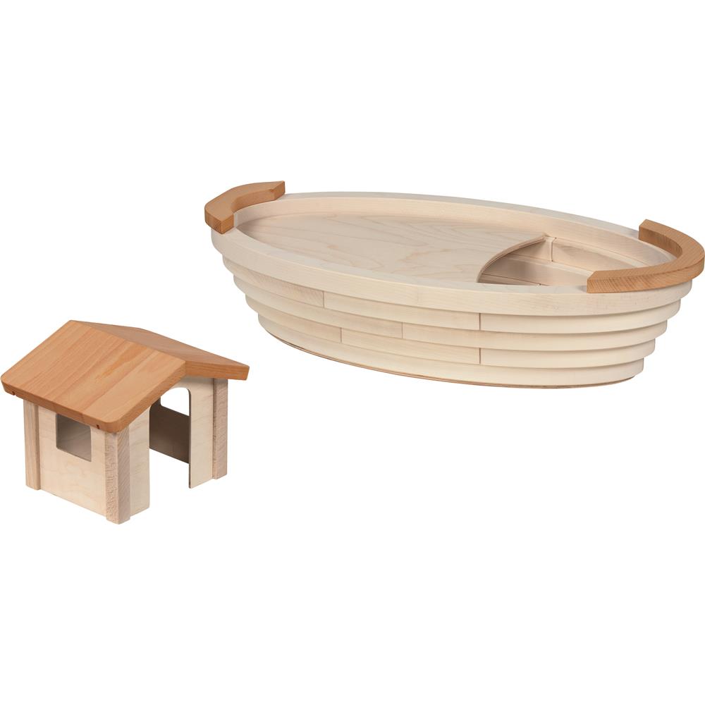 Holztiger Arche Noah mit abnehmbarer Kajüte, Holzspielzeug, ab 3 Jahren