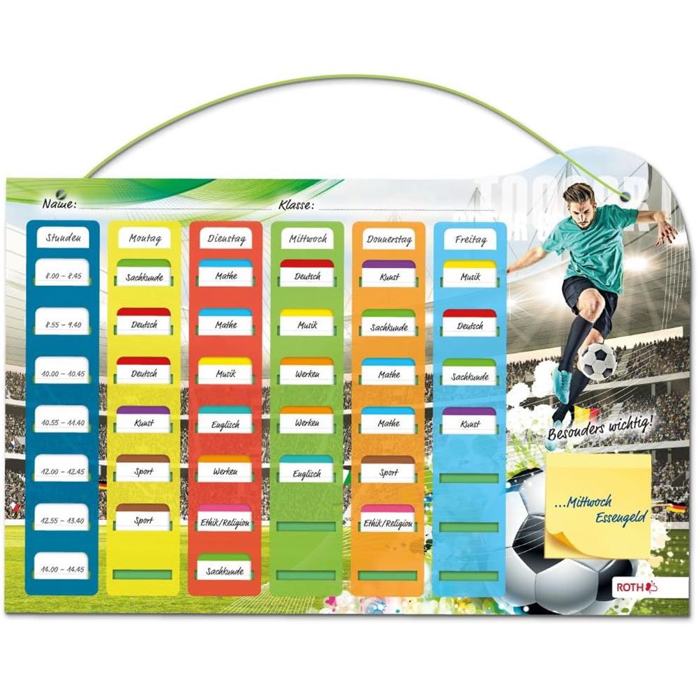 Roth Klipp&Klar Stundenplan Steck Fix, Fußballstar, A3, Kinder-Wochenplan