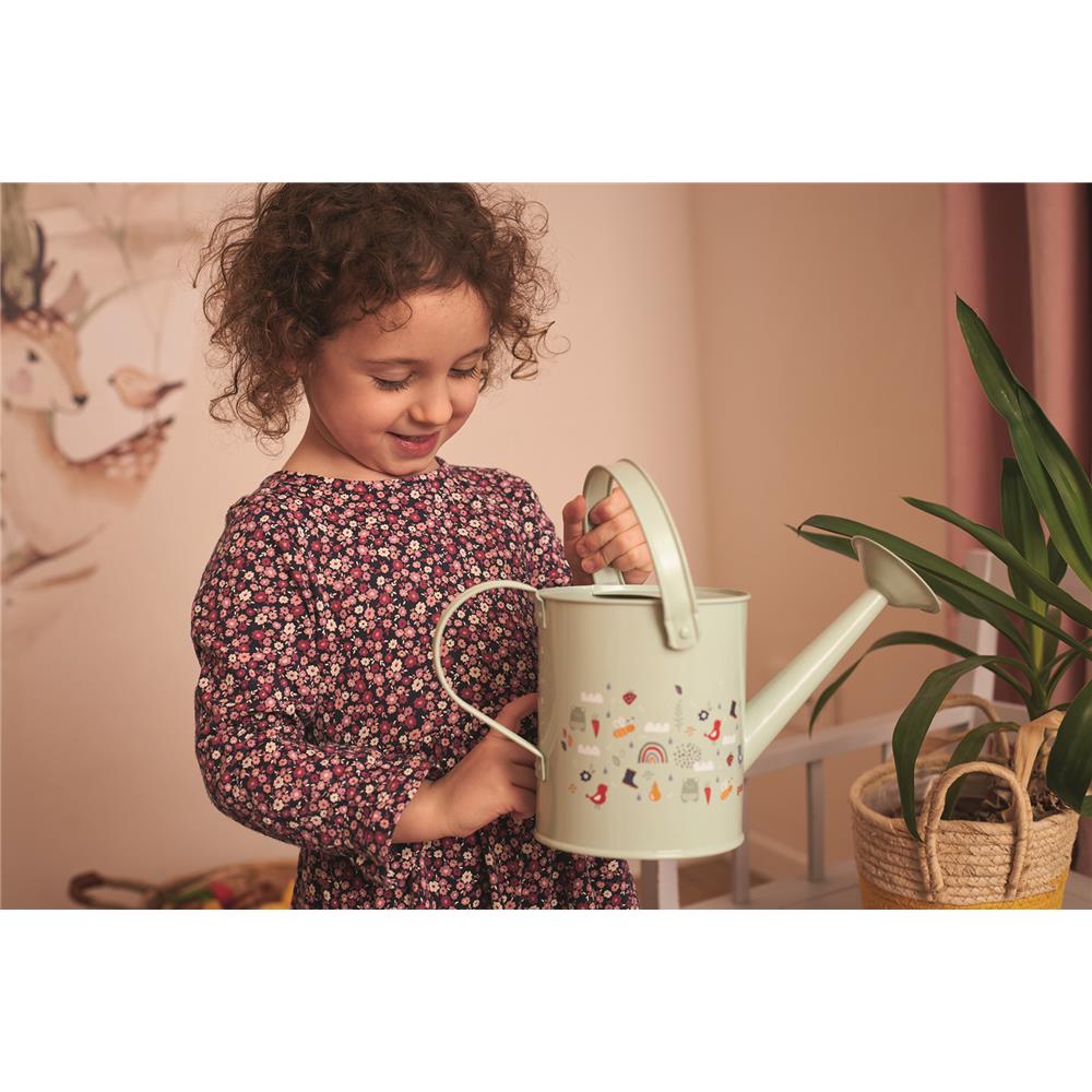 Goki Kinder-Gießkanne „Frühling“ – Robuste Metallgießkanne mit niedlichem Motiv