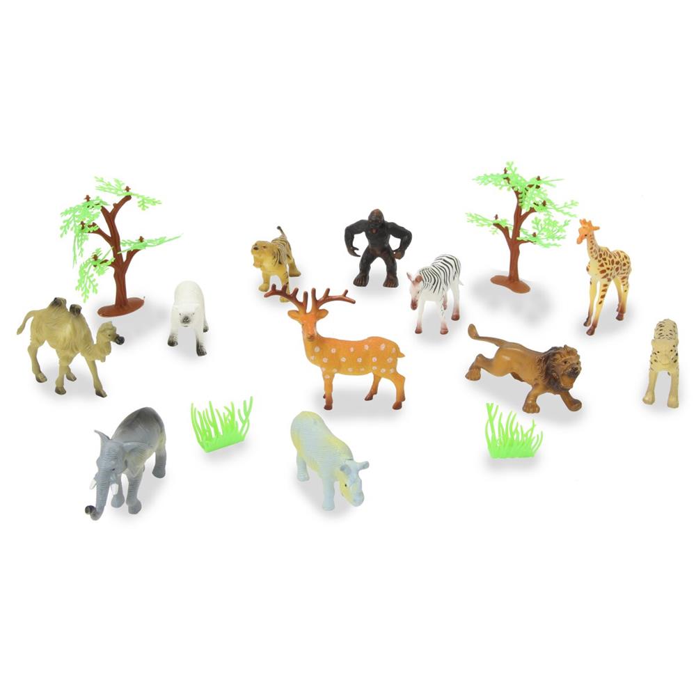 Jamara Tierspielset Wild Animals 16-teilig Tierfiguren Zootiere Wildtiere Zoospielzeug Spiele-Zoo