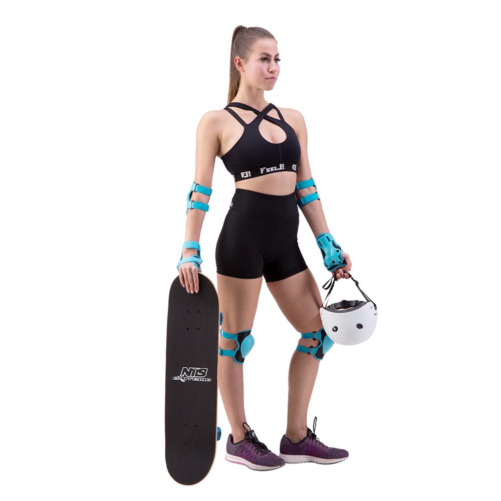 NILS EXTREME H704 Schoner-Set, Blau, Größe M - Protektoren Handgelenk Ellenbogen Knie