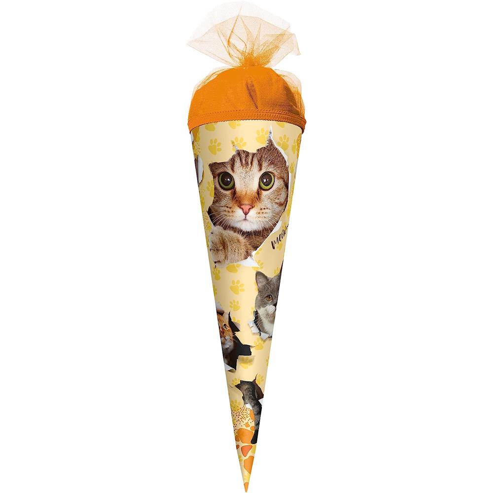 Roth Schultüte Katzenparty, 22cm, rund, Tüllverschluss