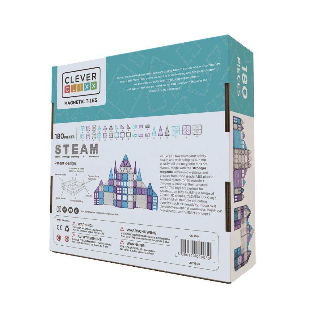 Cleverclixx Mega-Eiskristall-Bausatz 180 Teile, abwechslungsreiche Formen und Farben, Winter Edition Weihnachten