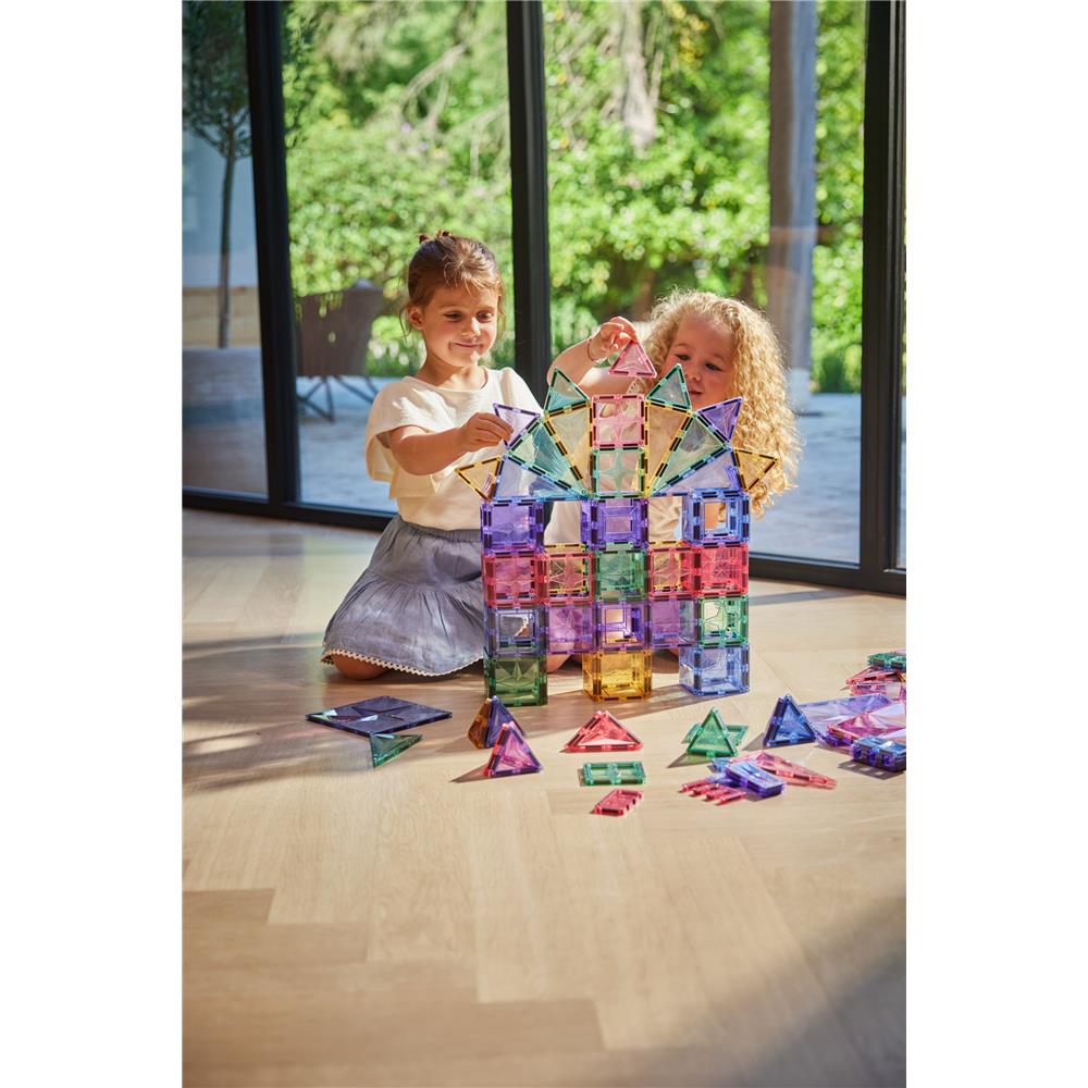 Cleverclixx Großer Kreativ-Bausatz in Pastellfarben 125 Teile, Magnetfliesen, Magnetspielzeug