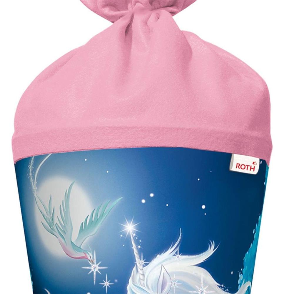 Roth Schultüte Mondscheineinhorn, 70cm, rund, Rot(h)-Spitze, Filzverschluss, Glitter