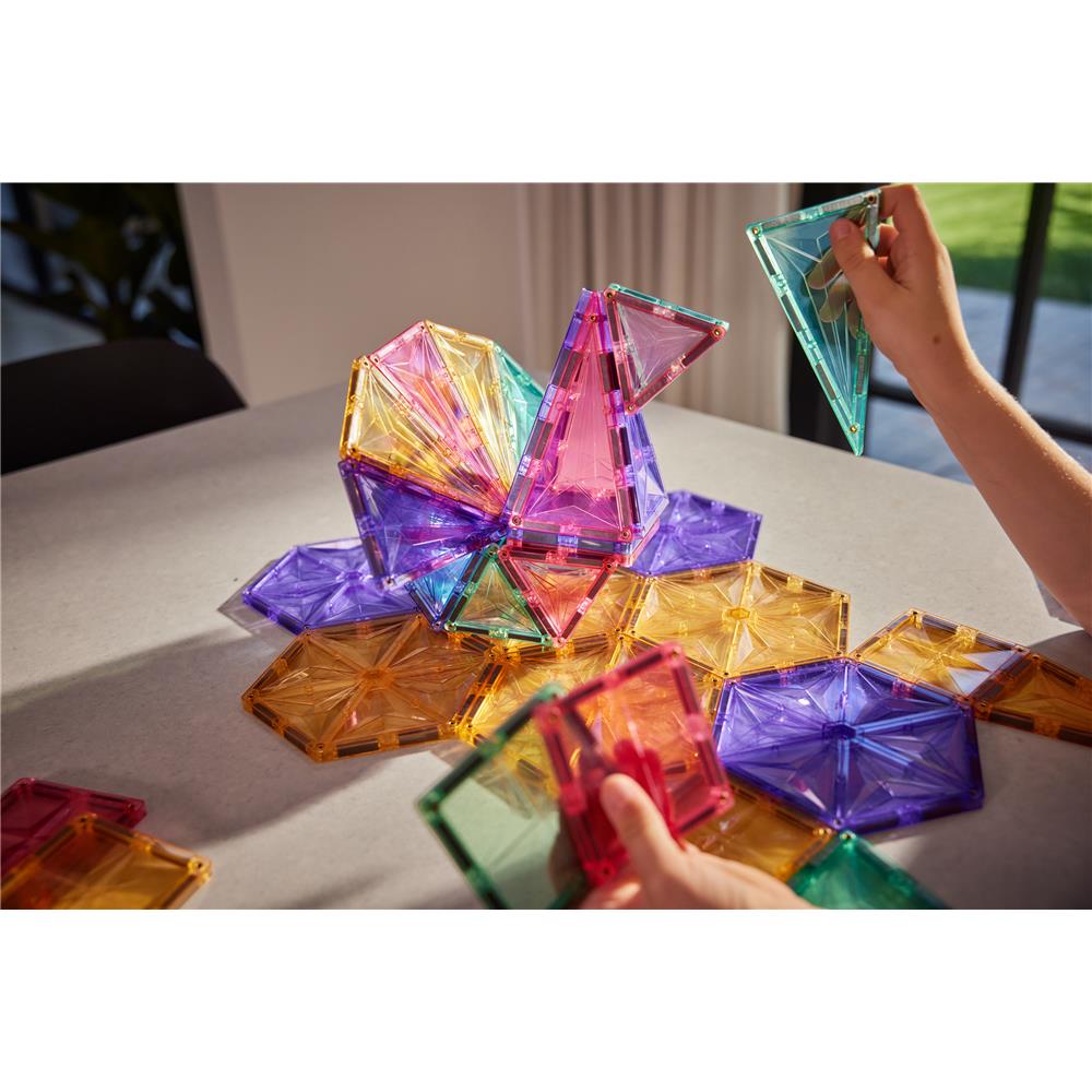 Cleverclixx Geometrie-Bausatz in Pastellfarben 45 Teile, geometrische Bausteine, Magnetspielzeug