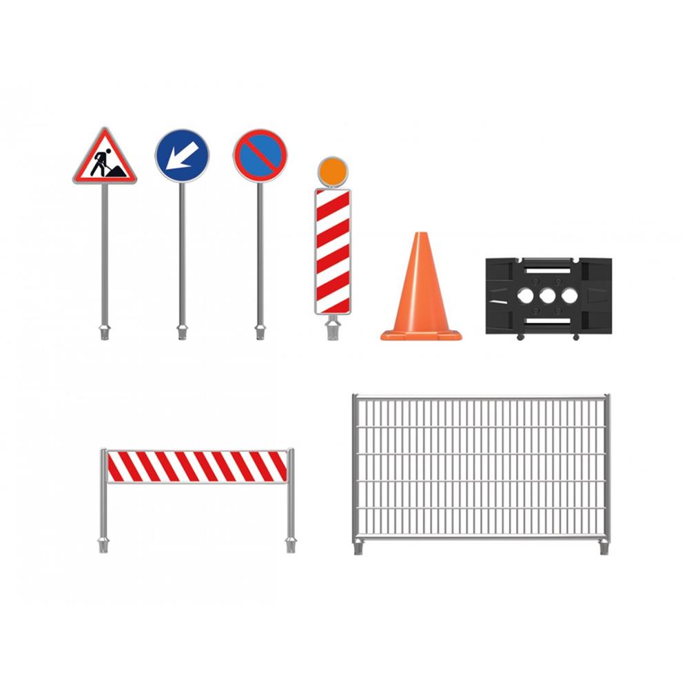 Jamara Baustellenset 1:20 38-tlg. Schranken Pylone Warnschilder Verkehrsschilder Leitbaken Spielset